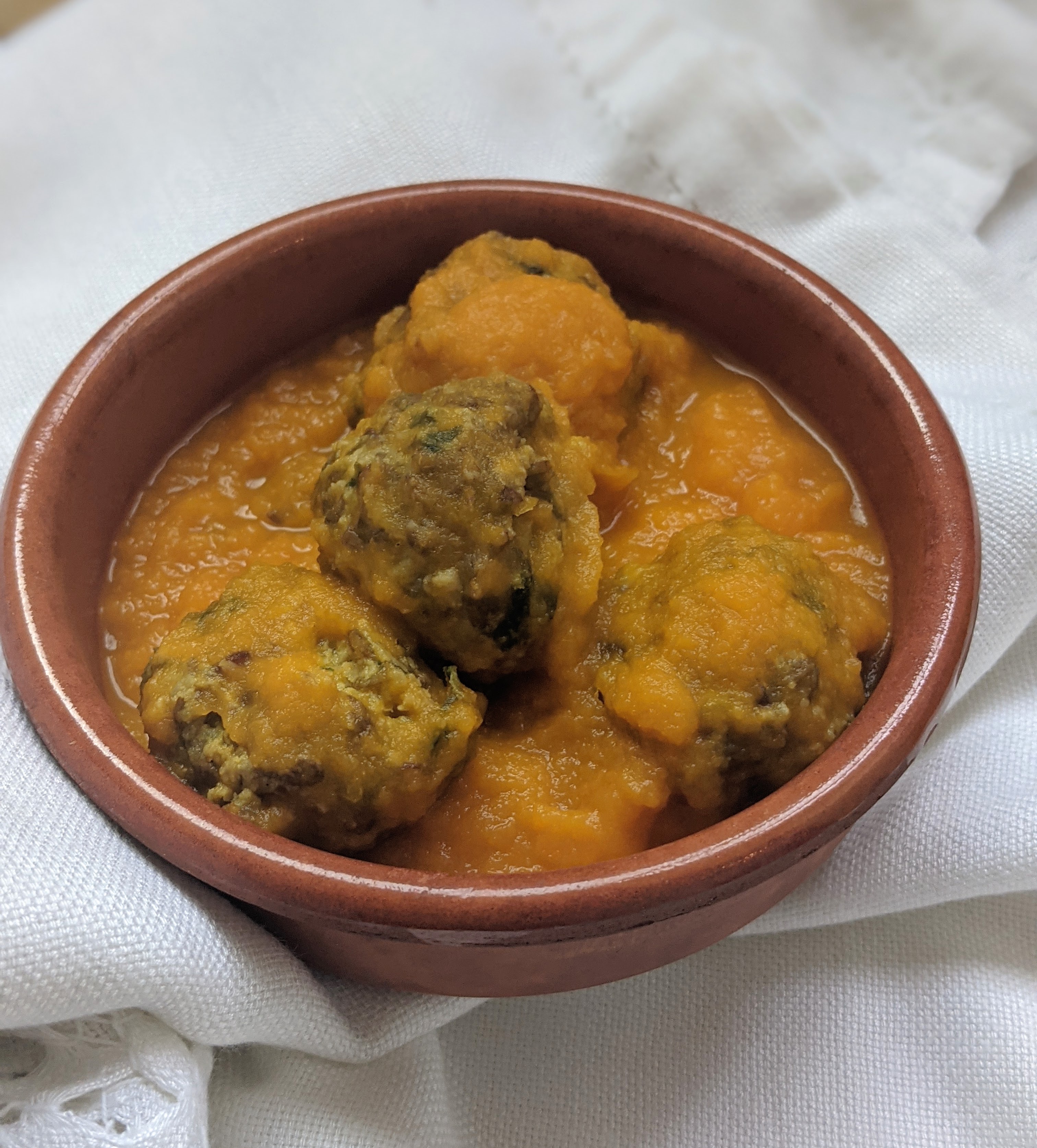 Veggie Meatballs (Meat-less-balls) with Carrot White Wine Sauce